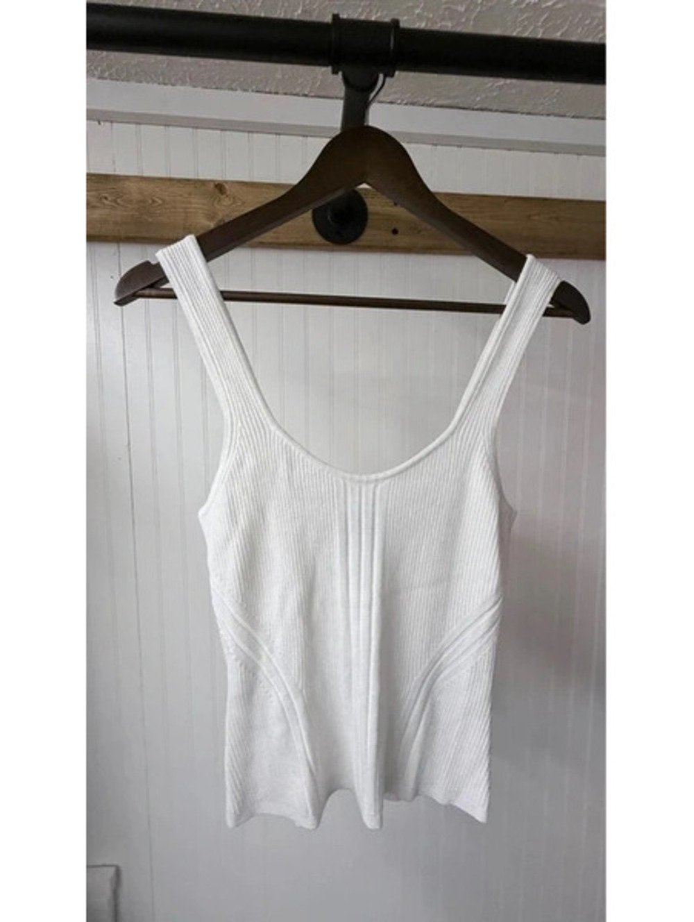 White House Black Market knit ribbed tank top, medium white new casual career